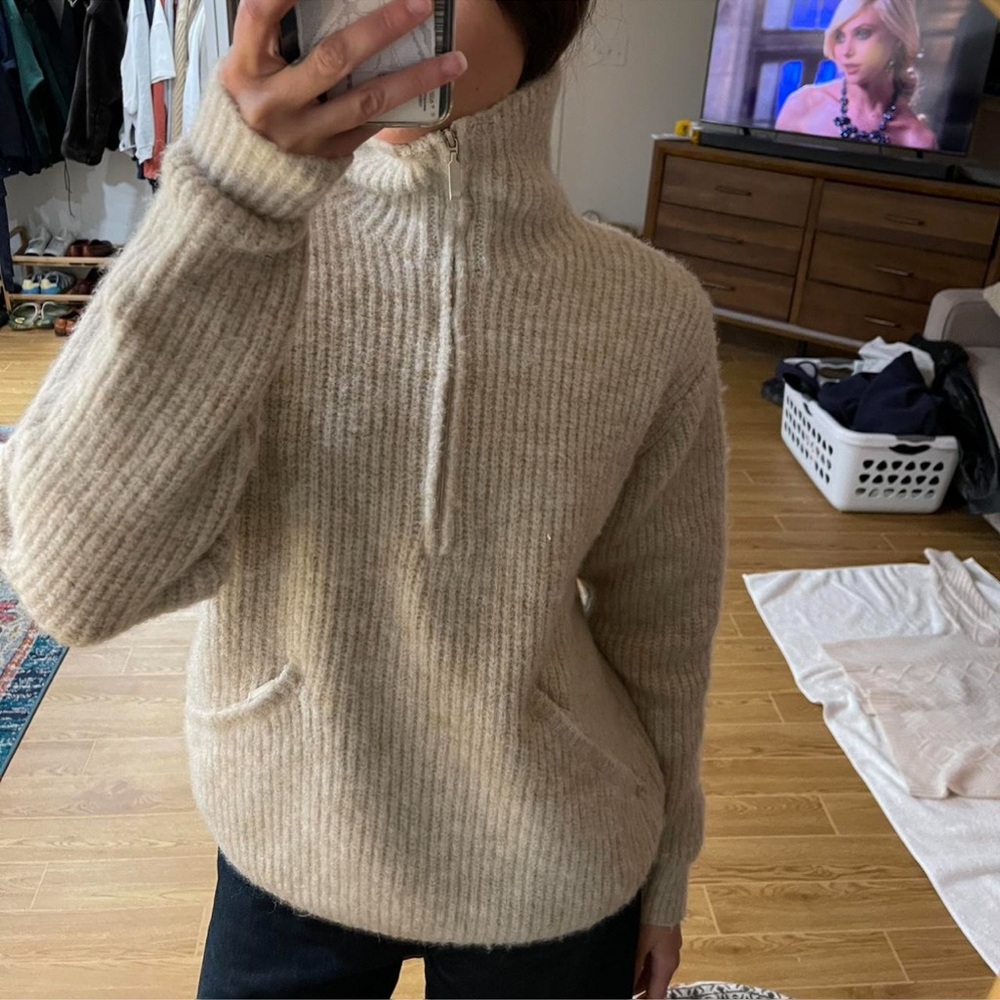 Dissh sweater quarter zip mock neck.